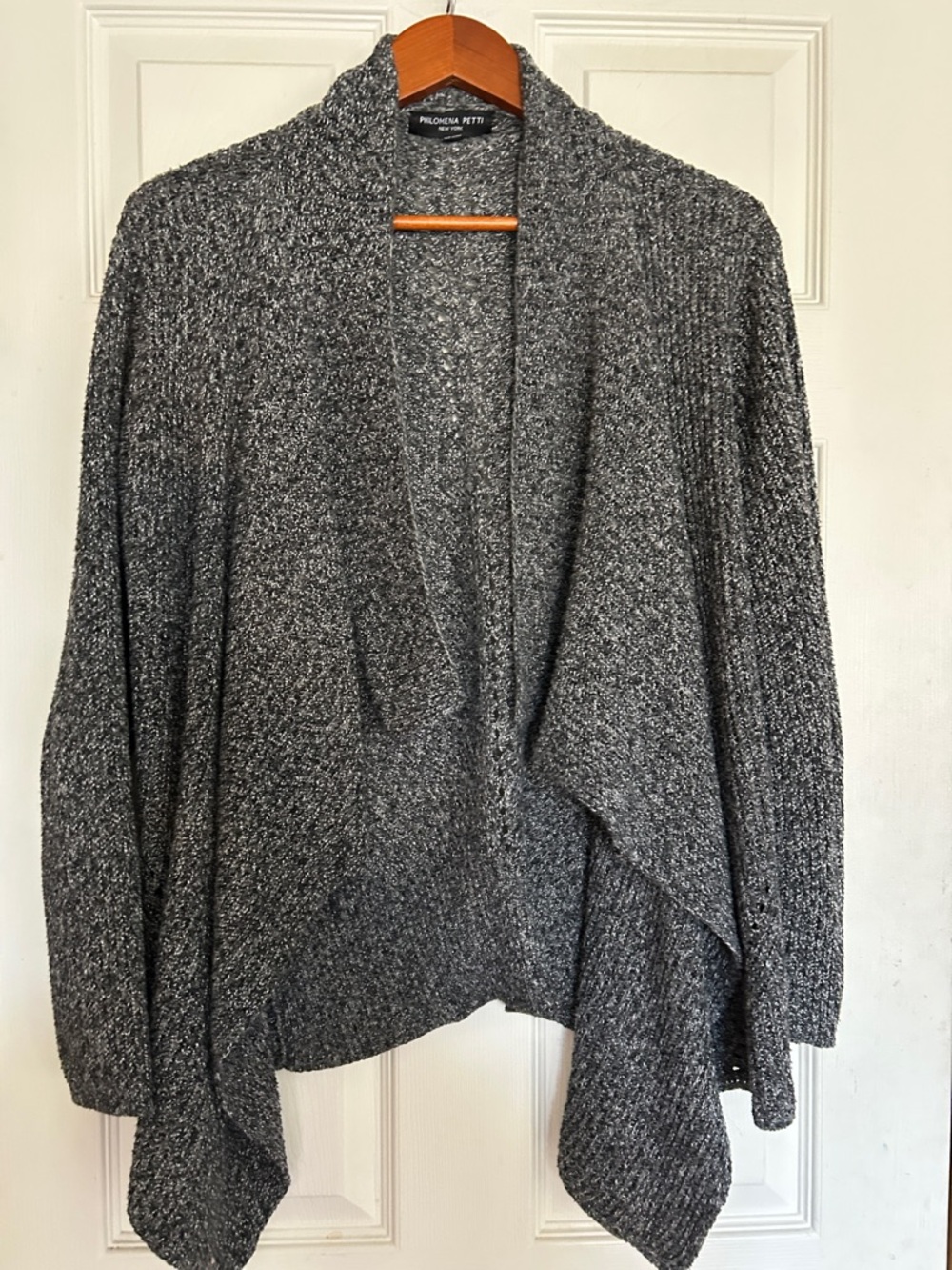 Philomena Petti Gray Open-Front Draped Cardigan